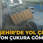 Eskişehir'de Yol Çöktü: Kamyon Çukura Gömüldü