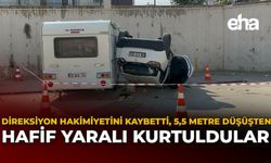 Direksiyon Hakimiyetini Kaybetti, 5,5 Metrelik Düşüşten Hafif Yaralı Kurtuldular