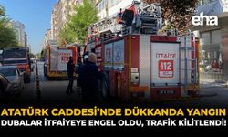 Atatürk Caddesi’nde Dükkanda Yangın: Dubalar İtfaiyeye Engel Oldu, Trafik Kilitlendi!
