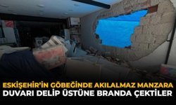 Eskişehir'in Göbeğinde Akılalmaz Manzara: Duvarı Delip Üstüne Branda Çektiler