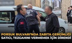 Porsuk Bulvarı'nda Zabıta Gerginliği: Satıcı Tezgahını Vermemek İçin Direndi