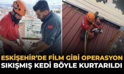 Eskişehir’de Film Gibi Operasyon: Sıkışmış Kedi Böyle Kurtarıldı