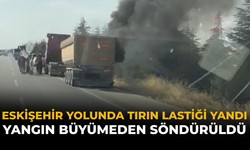 Eskişehir Yolunda Tırın Lastiği Yandı: Yangın Büyümeden Söndürüldü