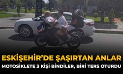 Eskişehir'de Şaşırtan Anlar: Motosiklete 3 Kişi Bindiler, Biri Ters Oturdu