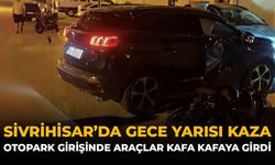 Sivrihisar'da Gece Yarısı Kaza: Otopark Girişinde Araçlar Kafa Kafaya Girdi