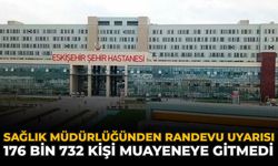 Sağlık Müdürlüğünden Randevu Uyarısı: 176 Bin 732 Kişi Muayeneye Gitmedi