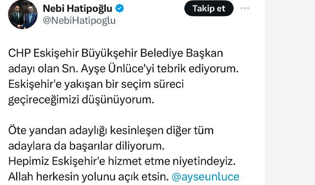 Hatipoğlu Rakibini Herkesten Önce Kutladı