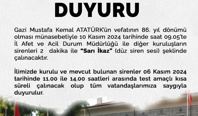 Eskişehir Valiliği Duyurdu: Sarı İkaz Sesi Çalınacak