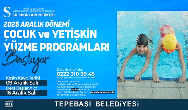 Tepebaşı Belediyesi'nin Çocuk ve Yetişkin Yüzme Kursları Başlıyor!