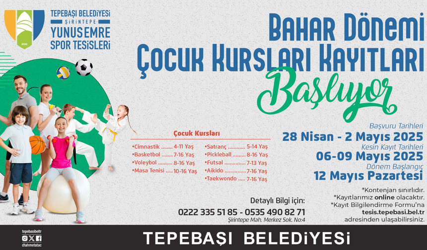Tepebaşı Belediyesi Bahar Spor Kurslarına Başvurular Başladı