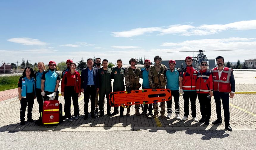 Eskişehir Şehir Hastanesi'nde Helikopterli Tatbikat