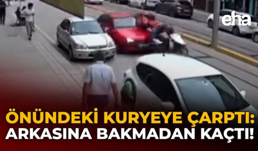 Önündeki Kuryeye Çarptı: Arkasına Bakmadan Kaçtı!