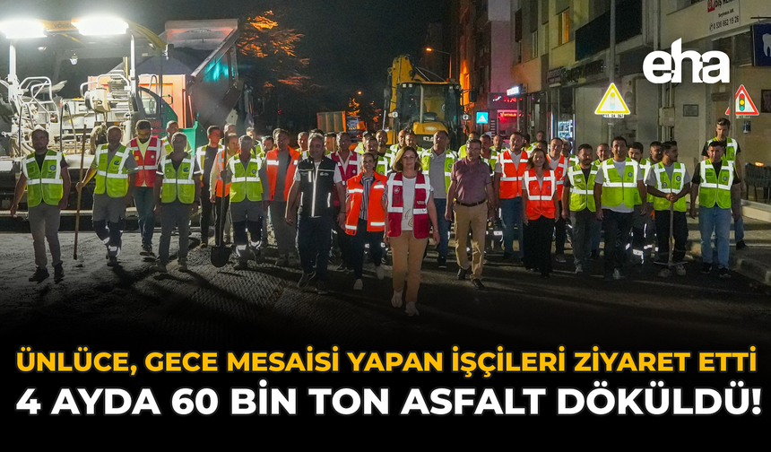 Ünlüce, Gece Mesaisi Yapan İşçileri Ziyaret Etti: 4 Ayda 60 Bin Ton Asfalt Döküldü!