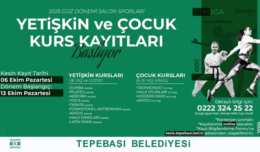 Tepebaşı Belediyesi Spor Kursları İçin Kayıtlar Başlıyor!