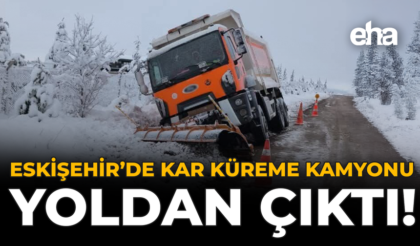 Eskişehir'de Kar Küreme Kamyonu Yoldan Çıktı!