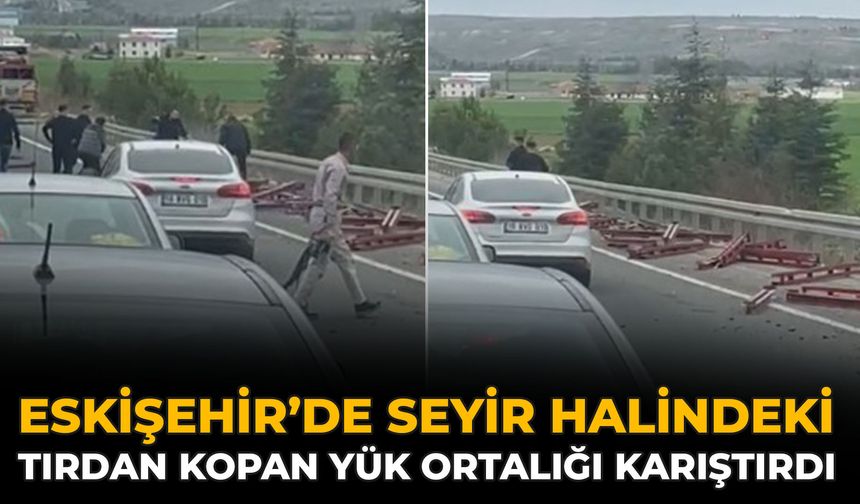 Eskişehir’de Seyir Halindeki Tırdan Kopan Yük Ortalığı Karıştırdı