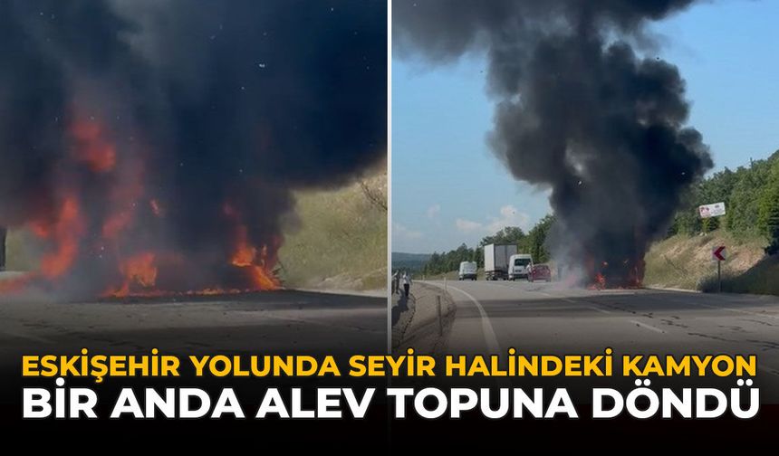 Eskişehir Yolunda Seyir Halindeki Kamyon Bir Anda Alev Topuna Döndü