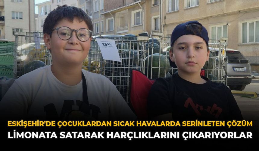 Eskişehir'de Çocuklardan Sıcak Havalarda Serinleten Çözüm: Limonata Satarak Harçlıklarını Çıkarıyorlar