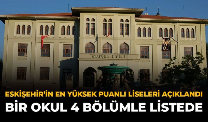 Eskişehir'in En Yüksek Puanlı Liseleri Açıklandı: Bir Okul 4 Bölümle Listede