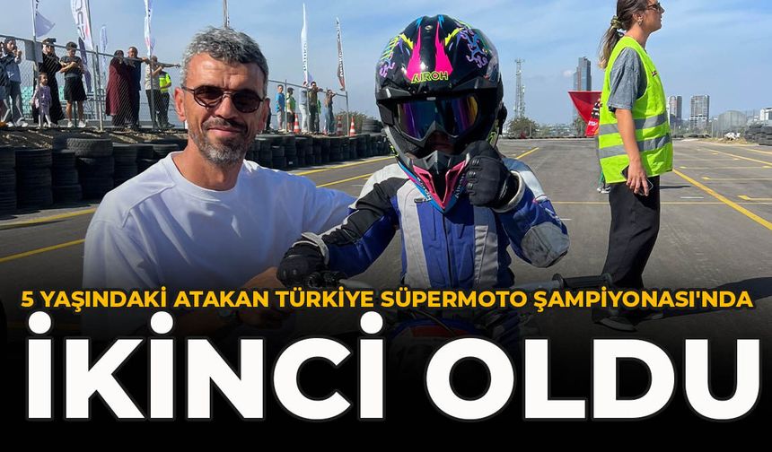 5 Yaşındaki Atakan, Türkiye Süpermoto Şampiyonası'nda İkinci Oldu