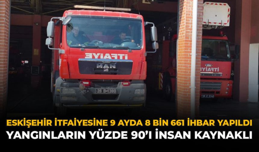 Eskişehir İtfaiyesine  9 Ayda 8 Bin 661 İhbar Yapıldı: Yangınların Yüzde 90’ı İnsan Kaynaklı