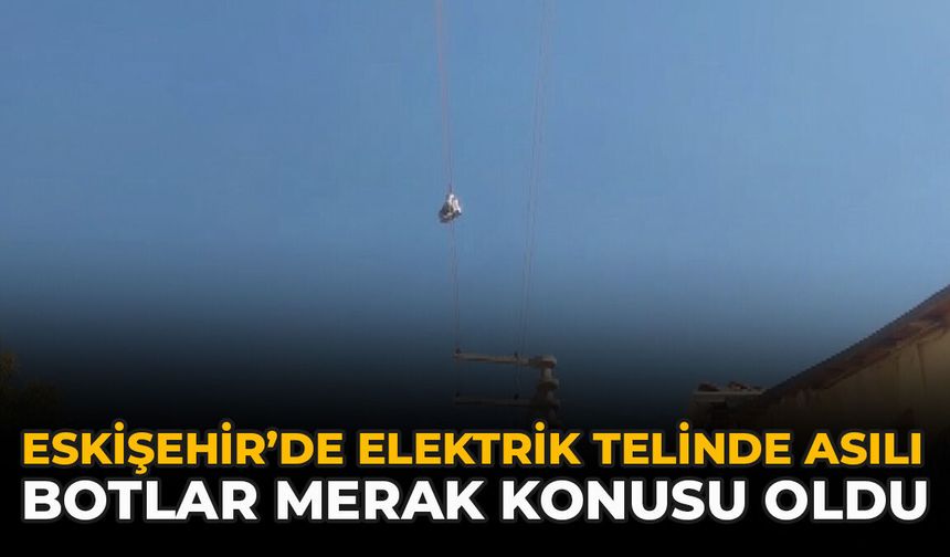 Eskişehir’de Elektrik Telinde Asılı Botlar Merak Konusu Oldu
