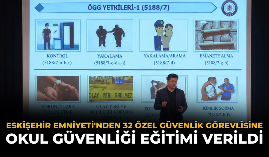 Eskişehir Emniyeti'nden 32 Özel Güvenlik Görevlisine Okul Güvenliği Eğitimi Verildi