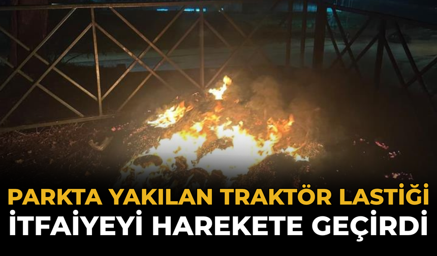 Parkta Yakılan Traktör Lastiği İtfaiyeyi Harekete Geçirdi