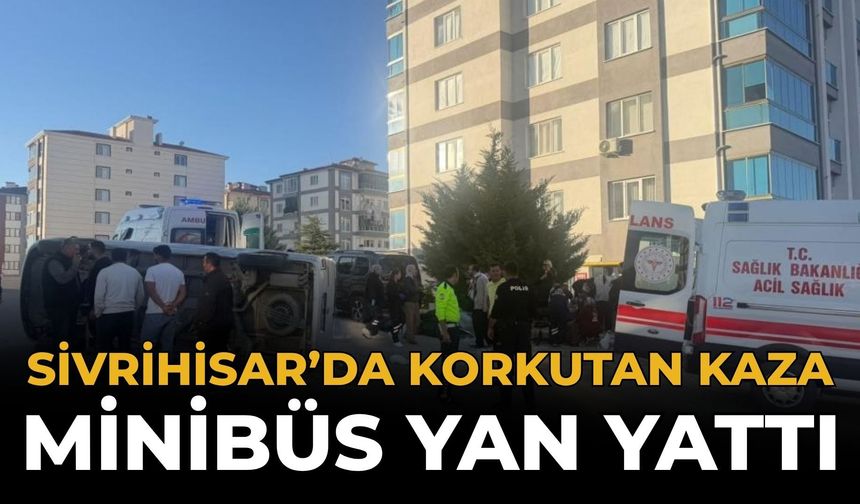 Sivrihisar’da Korkutan Kaza: Minibüs Yan Yattı