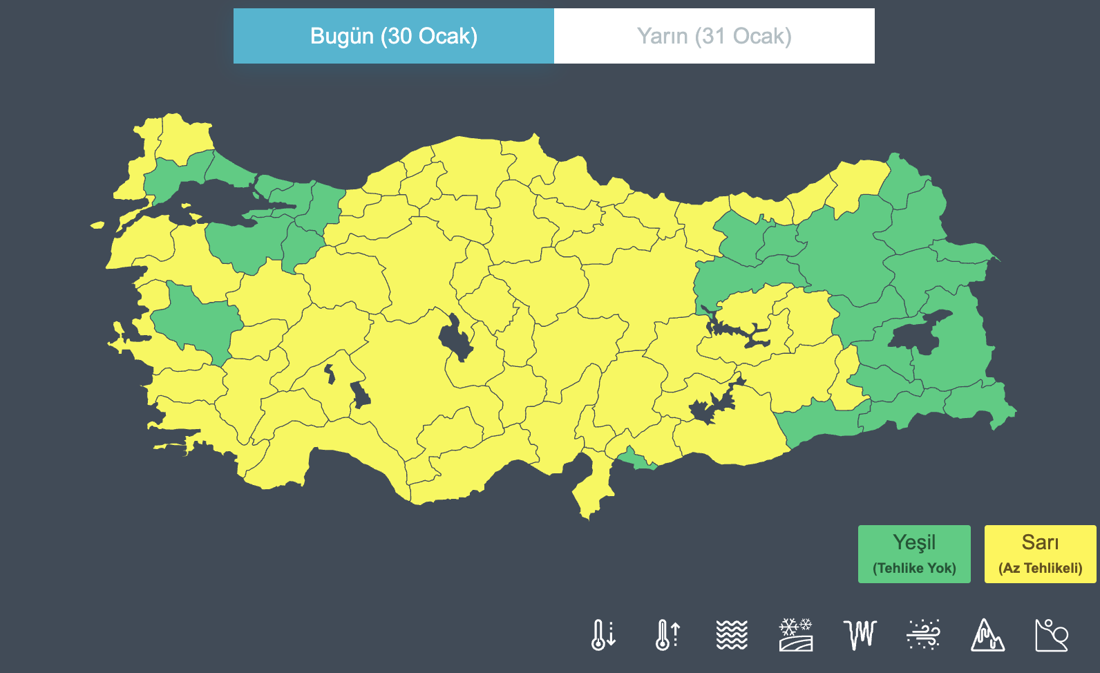 60 Ile Sarı Kodlu Uyarı