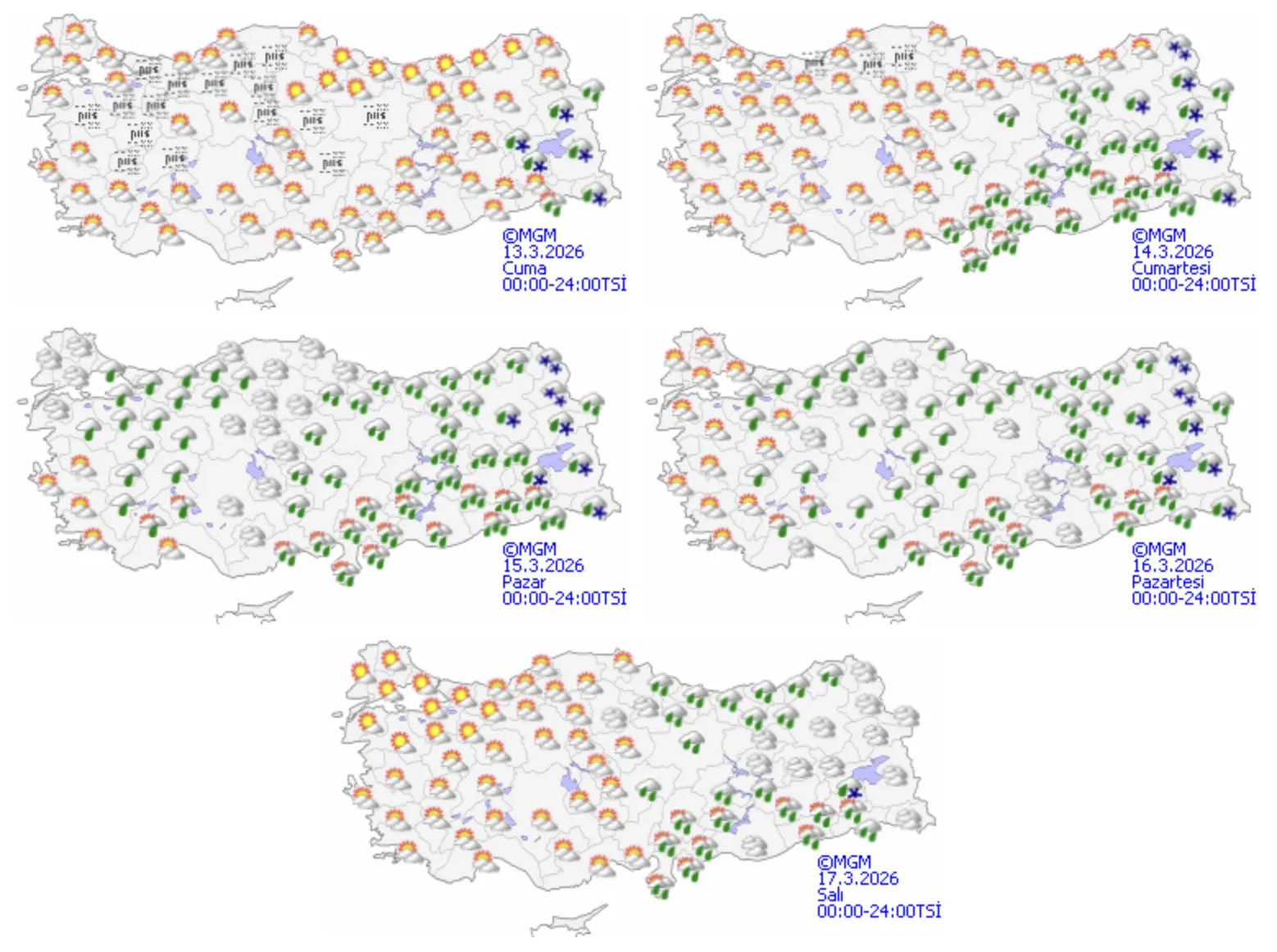 5 Gunluk Hava Durumu 13 Mart