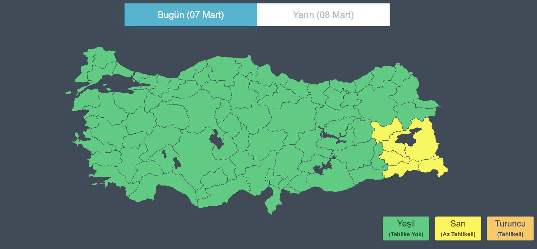 Meteroloji 7 Mart Sarı Kodlu Uyarı