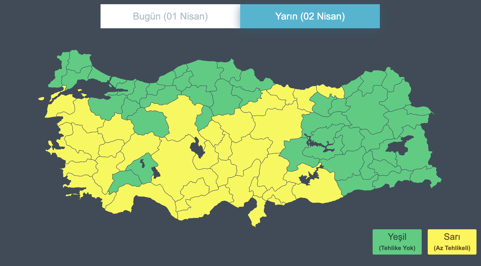 16 Ile Sari Kodlu Uyari