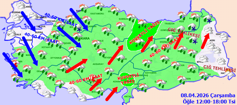 8 Nisan Meteroloji Haritasi