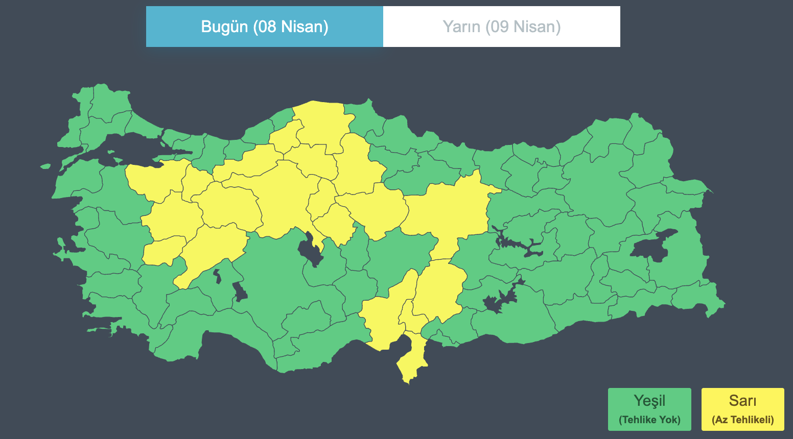 8 Nisan Sari Kodlu Uyari