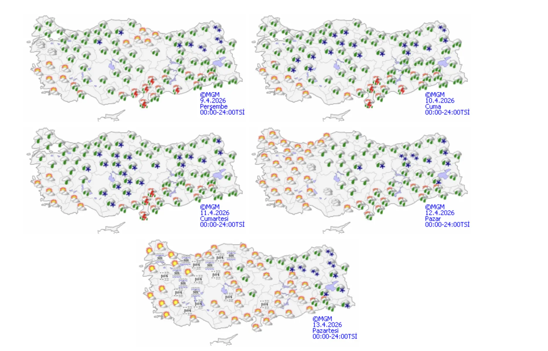 9 Nisan Yagıs Beklenen Iller