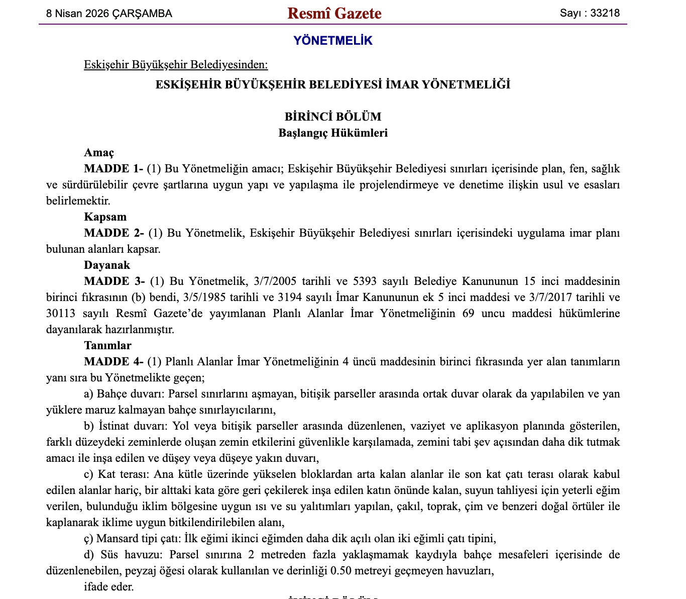 Eskisehir Resmi Gazete Düzenleme