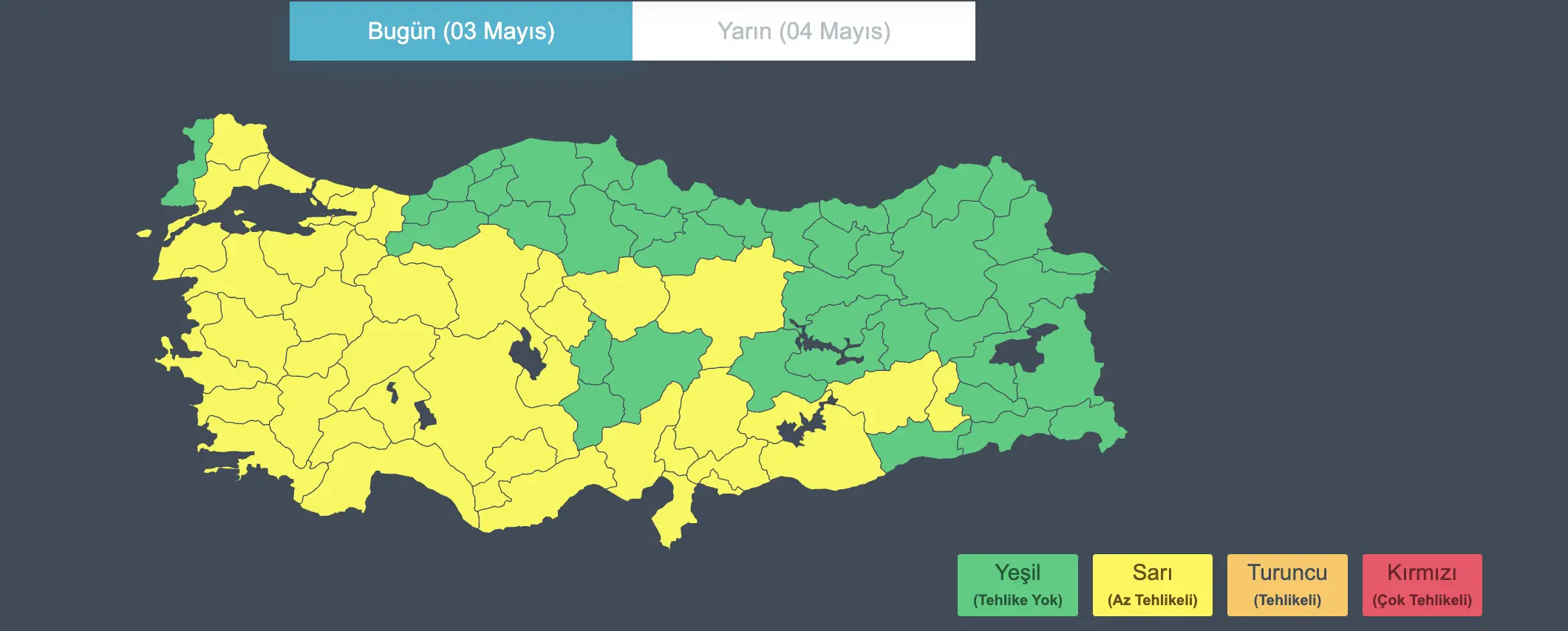 3 Mayis Sari Kodlu Uyari 41 Il