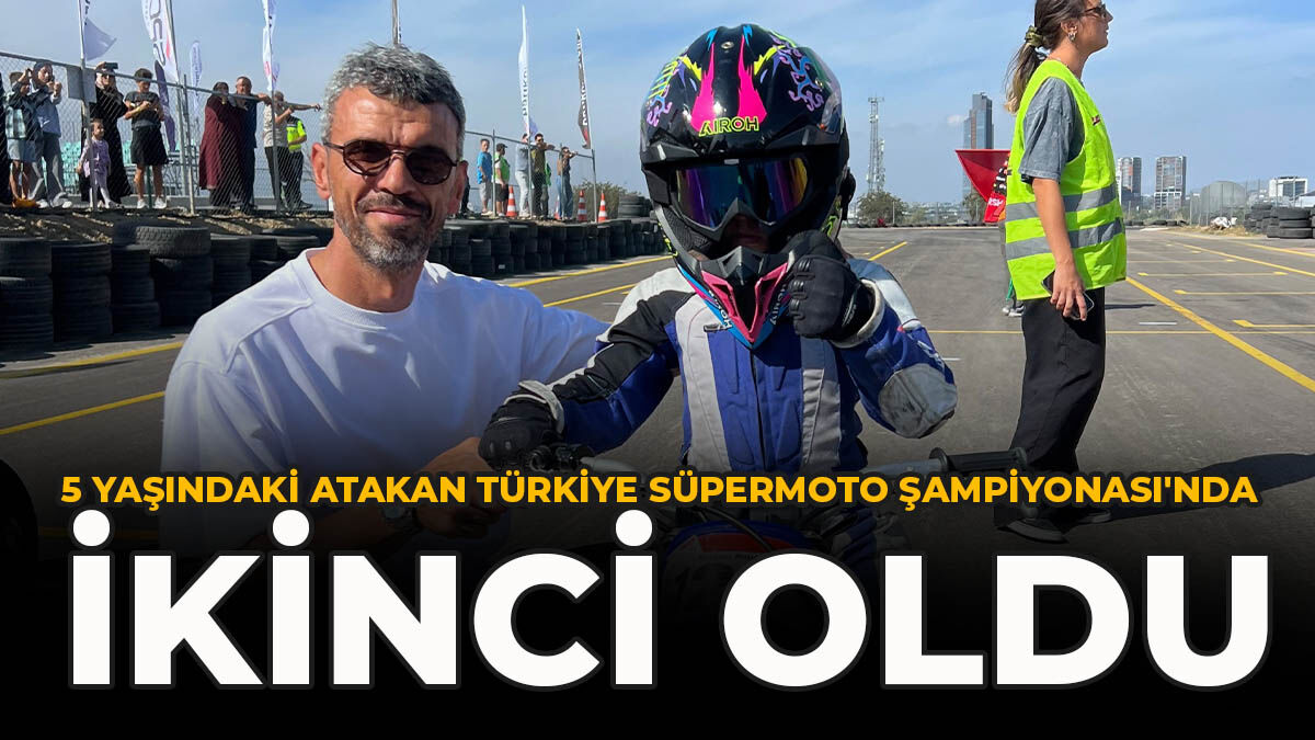5 Yaşındaki Atakan, Türkiye Süpermoto Şampiyonası'nda İkinci Oldu