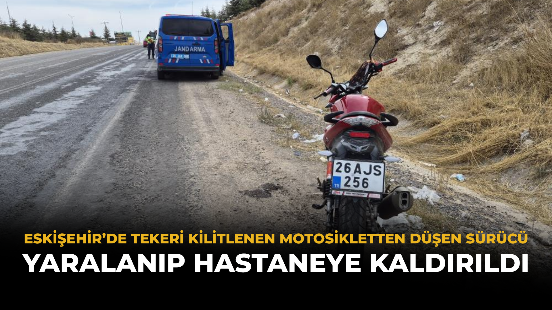 Eskişehir’de Tekeri Kilitlenen Motosikletten Düşen Sürücü Yaralanıp Hastaneye Kaldırıldı