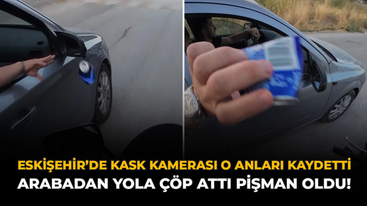 Eskişehir'de Kask Kamerası O Anları Kaydetti: Arabadan Yola Çöp Attı Pişman Oldu!